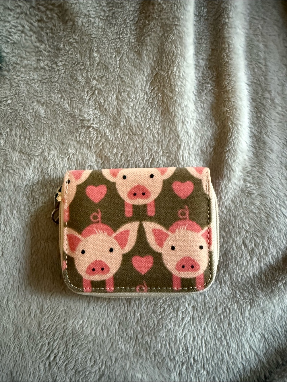 Amazon Kids Pig Pattern Zip Coin Purse - Pink & Olive